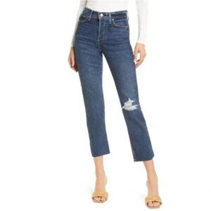 Levi's Wedgie Straight Distressed Jeans Button Fly Medium Wash size 29 y2k 90s